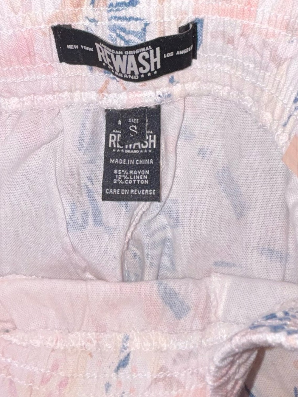 Rewash Pink Floral Wide-Leg Palazzo Pants with Blue Details - Picture 6 of 7